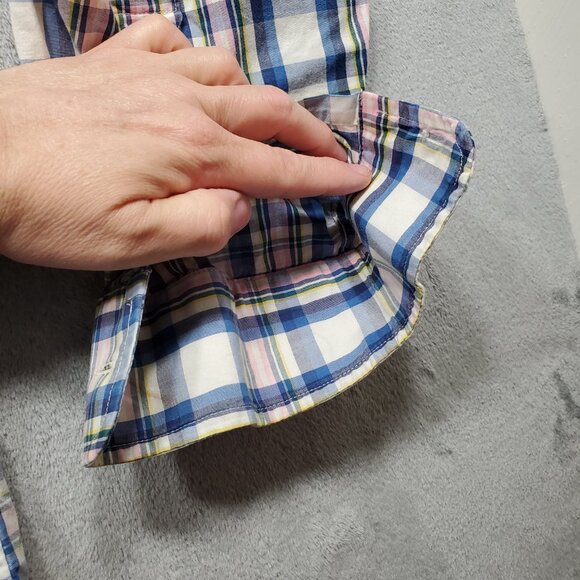 Vineyard Vines Long Sleeve Button Down Plaid Shirt Blue Yellow Pink Men Sz L - Picture 7 of 10